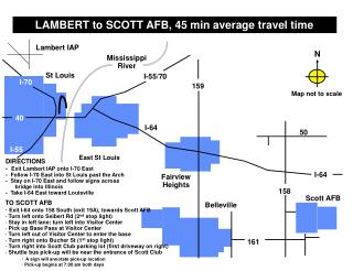 LAMBERT to SCOTT AFB, 45 min average travel time