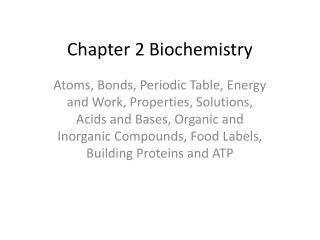 Chapter 2 Biochemistry