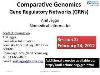 Comparative Genomics Gene Regulatory Networks (GRNs)