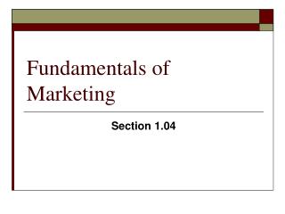 Fundamentals of Marketing