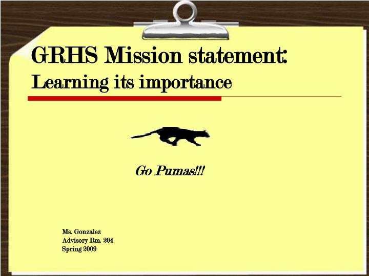 grhs mission statement learning its importance