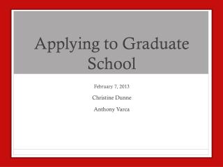 Applying to Graduate School