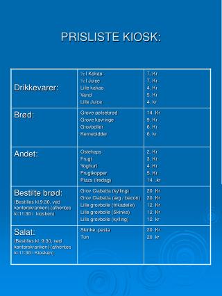 prisliste kiosk
