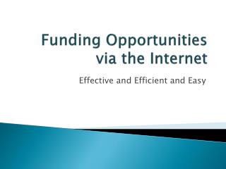 Funding Opportunities via the Internet