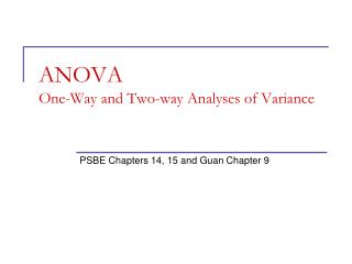 ANOVA One-Way and Two-way Analyses of Variance