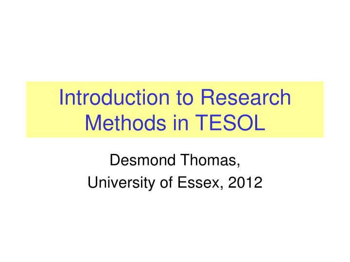 introduction to research methods in tesol