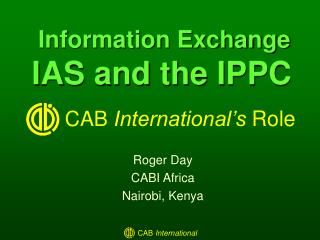 Information Exchange IAS and the IPPC