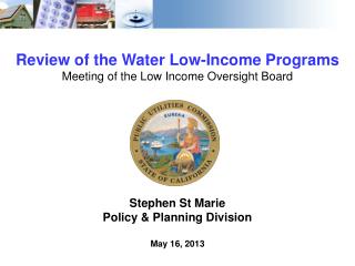 Review of the Water Low-Income Programs Meeting of the Low Income Oversight Board