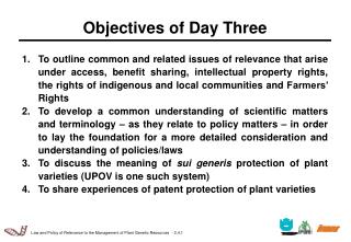 Objectives of Day Three
