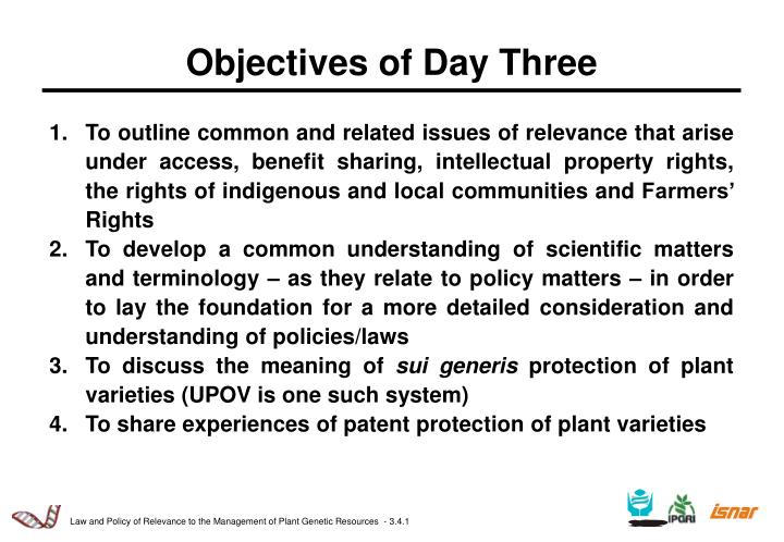 objectives of day three