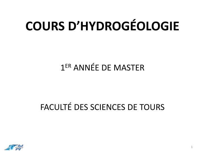 cours d hydrog ologie