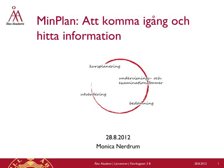 minplan att komma ig ng och hitta information