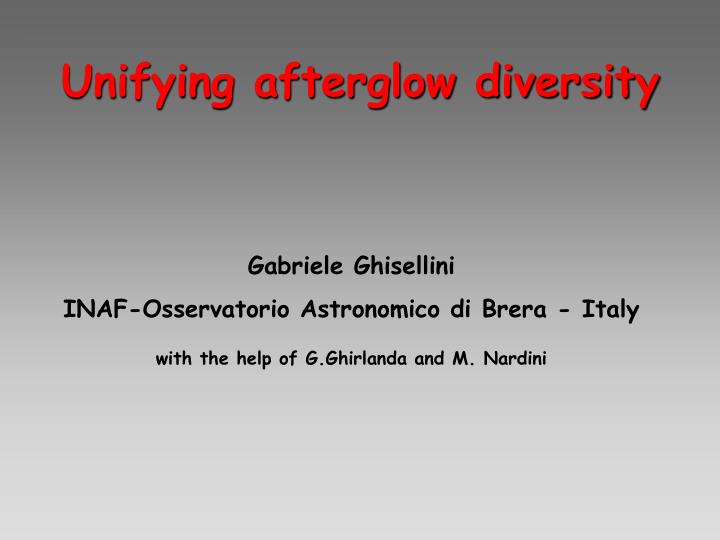 unifying afterglow diversity