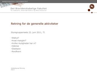 retning for de generelle aktiviteter