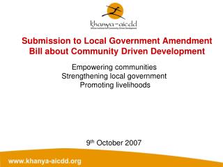 Submission to Local Government Amendment Bill about Community Driven Development