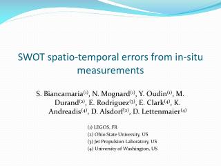 SWOT spatio-temporal errors from in-situ measurements