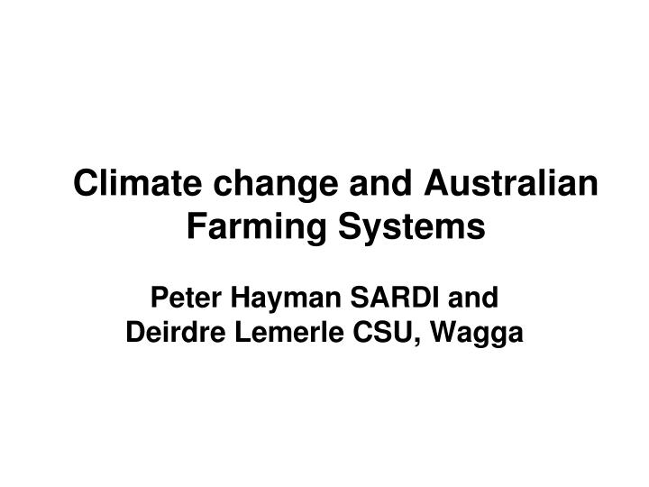climate change and australian farming systems