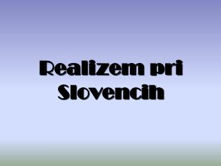 Realizem pri Slovencih