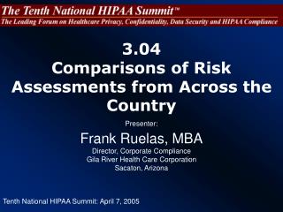 3.04 Comparisons of Risk Assessments from Across the Country