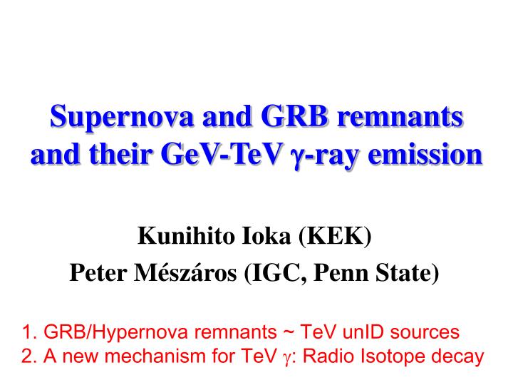 supernova and grb remnants and their gev tev g ray emission