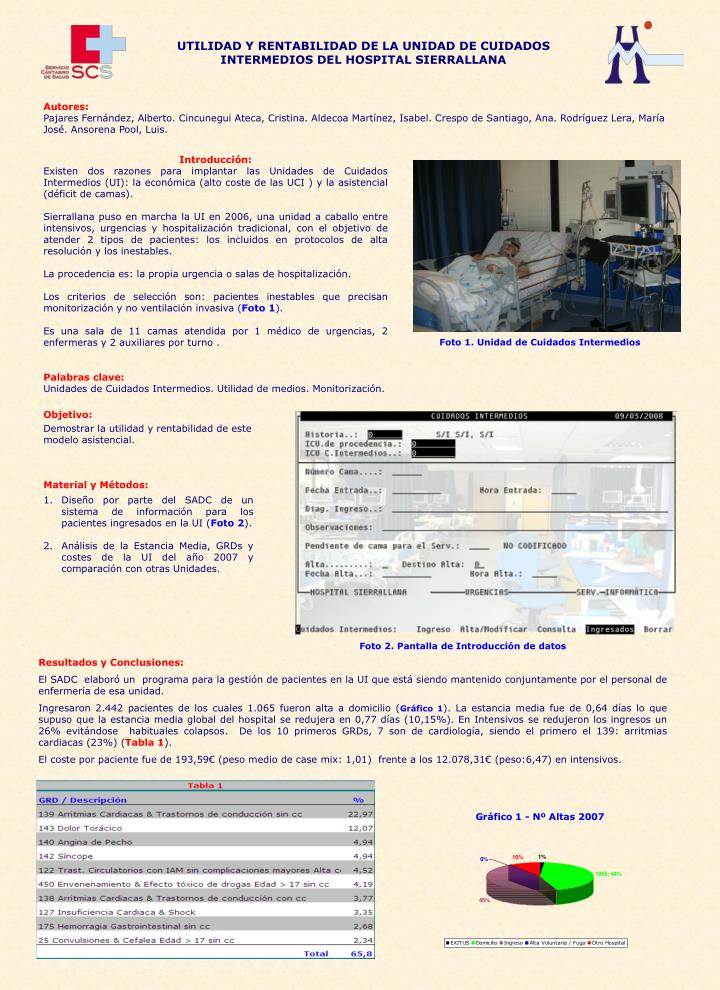 utilidad y rentabilidad de la unidad de cuidados intermedios del hospital sierrallana