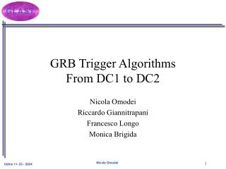 GRB Trigger Algorithms From DC1 to DC2
