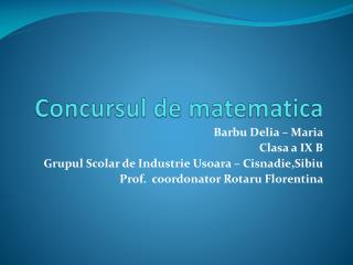 concursul de matematica