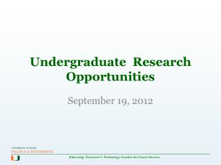 Undergraduate Research Opportunities