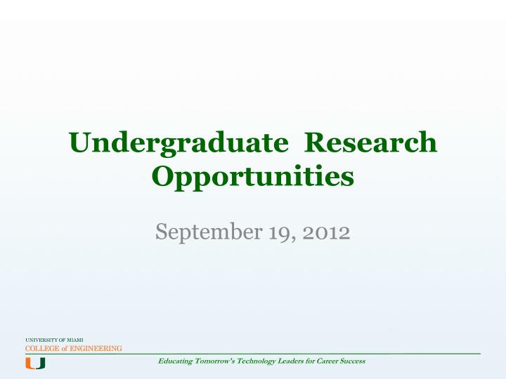 undergraduate research opportunities