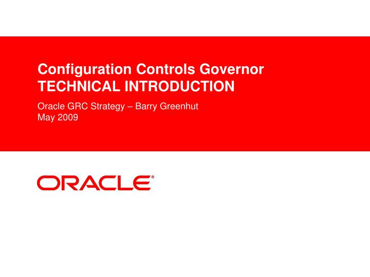 configuration controls governor technical introduction
