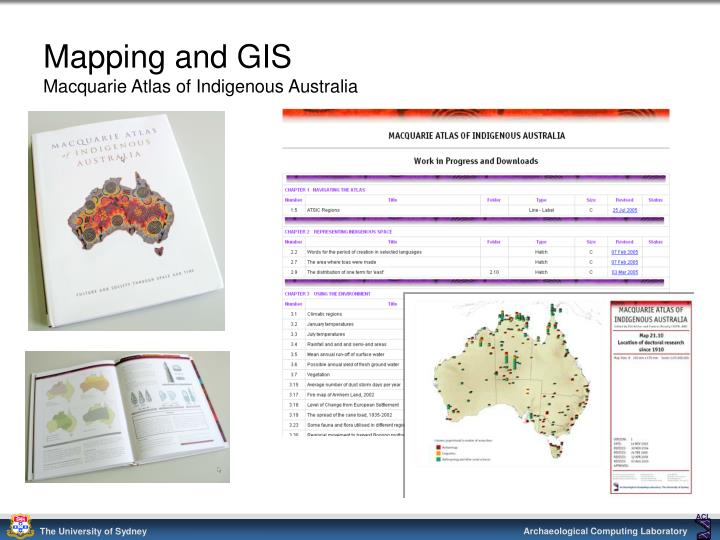 mapping and gis macquarie atlas of indigenous australia