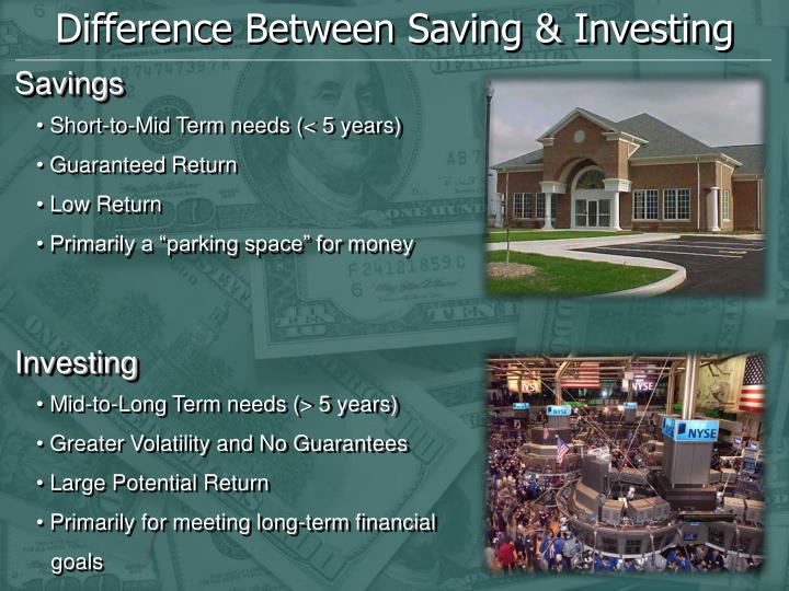 difference between saving investing