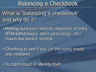 Balancing a Checkbook