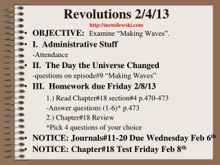 Revolutions 2/4/13 mrmilewski