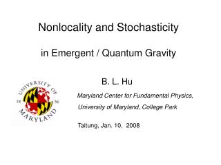 Nonlocality and Stochasticity in Emergent / Quantum Gravity