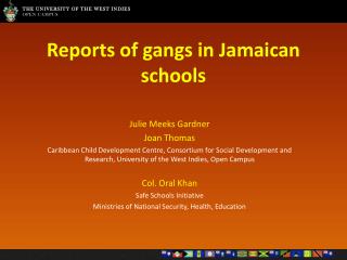 Reports of gangs in Jamaican schools