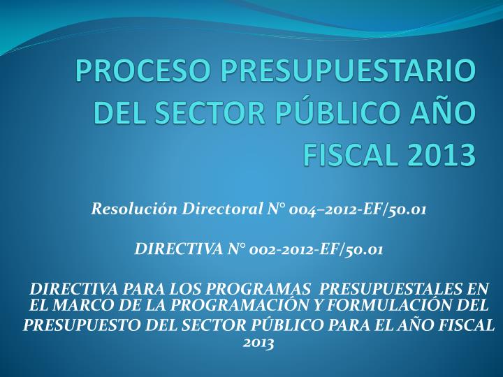 proceso presupuestario del sector p blico a o fiscal 2013