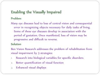 Enabling the Visually Impaired