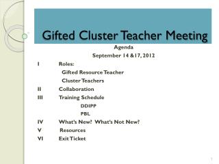 Gifted Cluster Teacher Meeting