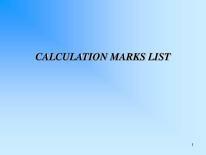 calculation marks list