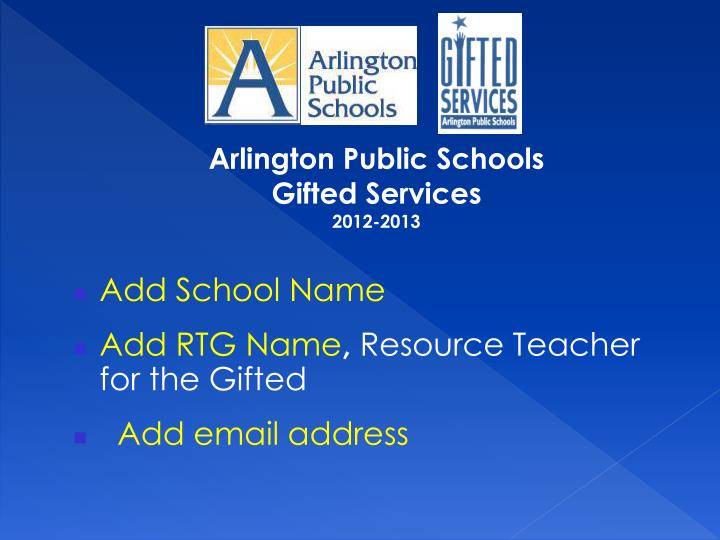 arlington public schools gifted services 2012 2013