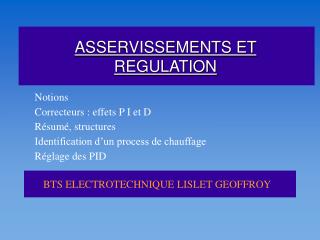 asservissements et regulation