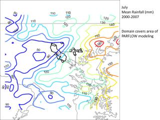 July Mean Rainfall (mm) 2000-2007 Domain covers area of PARFLOW modeling