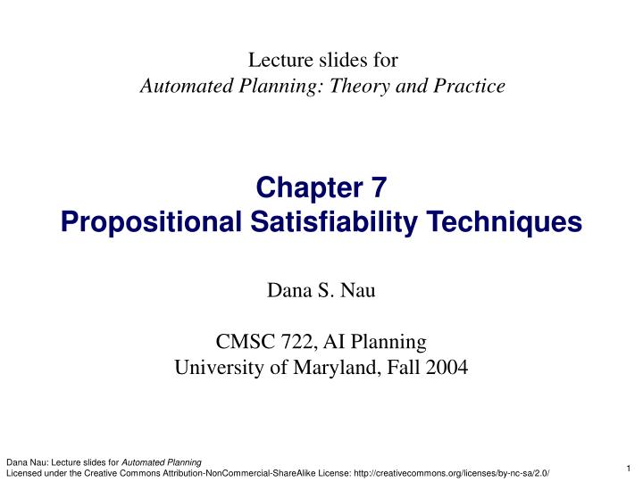 chapter 7 propositional satisfiability techniques