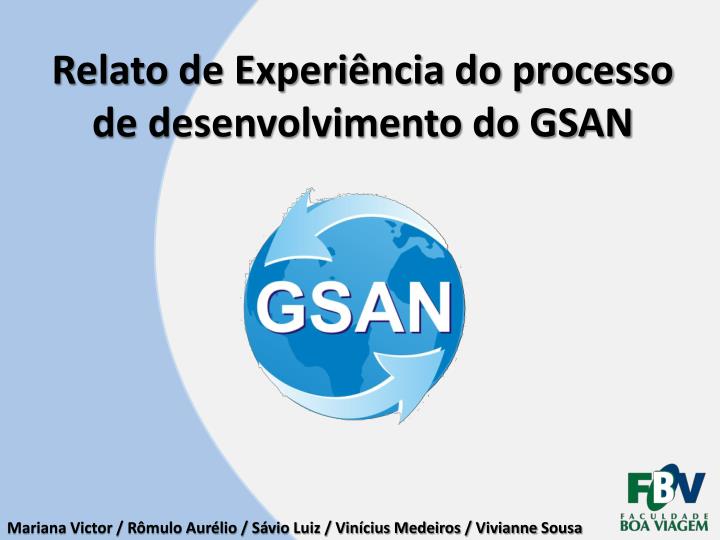 relato de experi ncia do processo de desenvolvimento do gsan