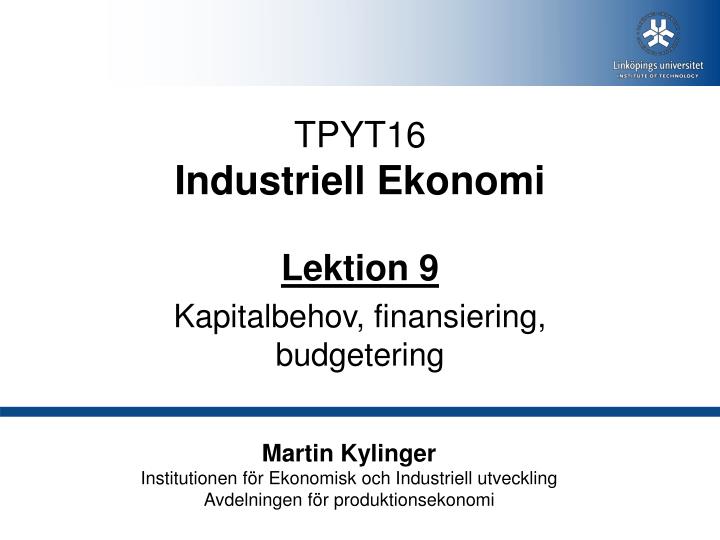 tpyt16 industriell ekonomi