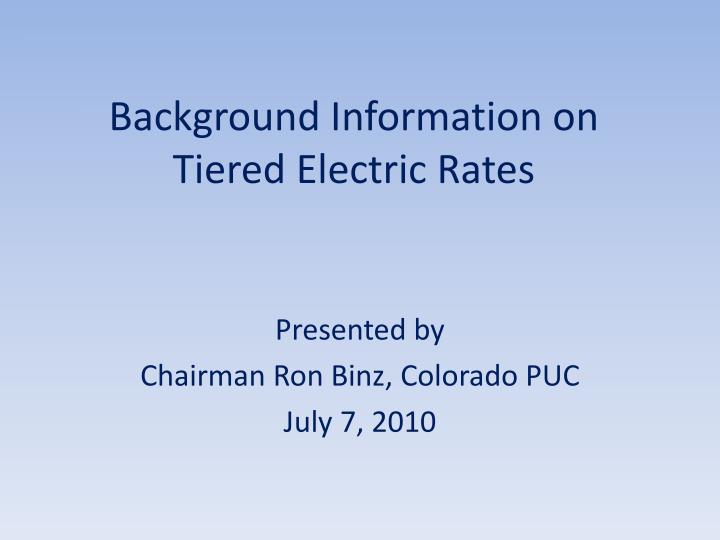 background information on tiered electric rates