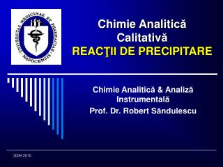 chimie anal i ti c c alitativ r e ac ii de pr e cipita re