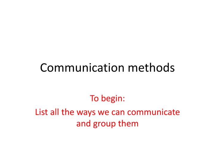 communication methods