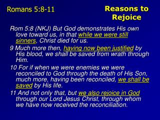 Reasons to Rejoice